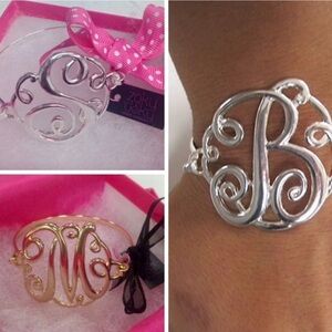 Script Monogram Initial Letter Bracelet, Boutique-NWT- Gold or Silver